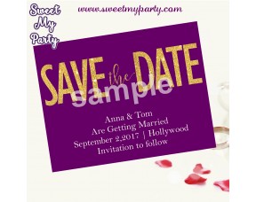 Purple Plum Glitter Wedding Save the Date,Purple Plum Glitter Announcement,(00a)